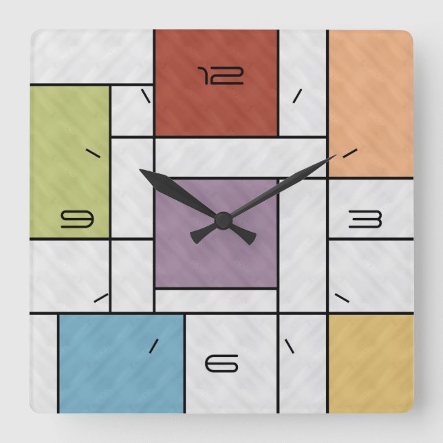 Horloge Carrée Pops De Couleur (Recto)