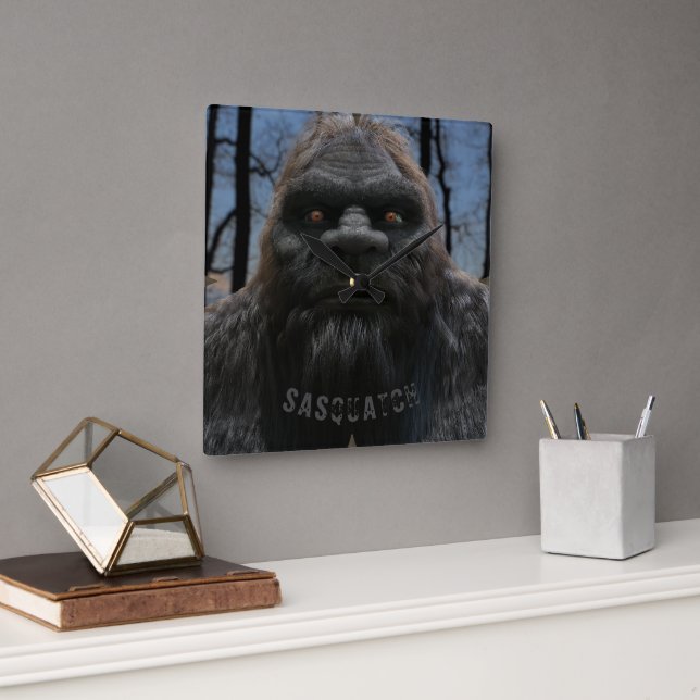 HORLOGE CARRÉE PORTRAIT DE SASQUATCH BIGFOOT (Bureau)