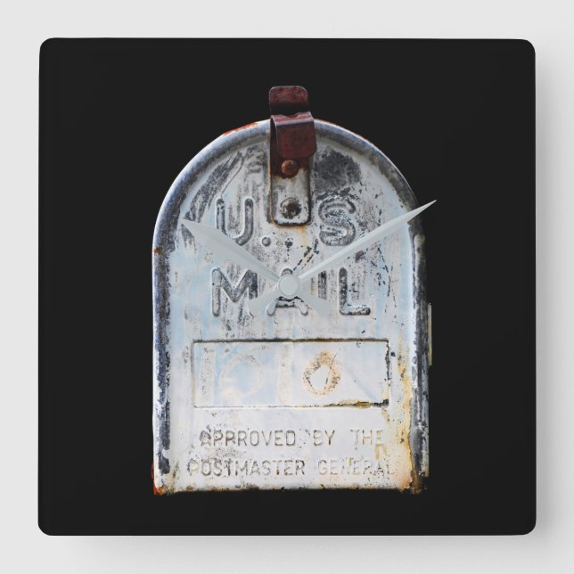 Horloge Carrée Portrait rustique de boîte aux lettres (Recto)