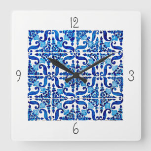 Horloge Carrée Portuguese Azulejo Square Wall Clock
