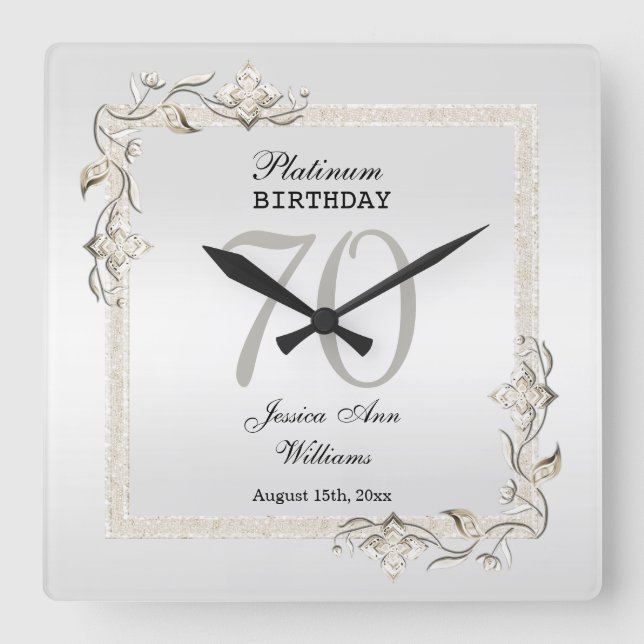 Horloge Carrée Posh 70e anniversaire Platinum (Recto)