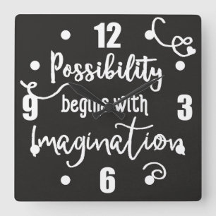 Horloge Carrée Possibilité Début Motivational Chalkboard Texte