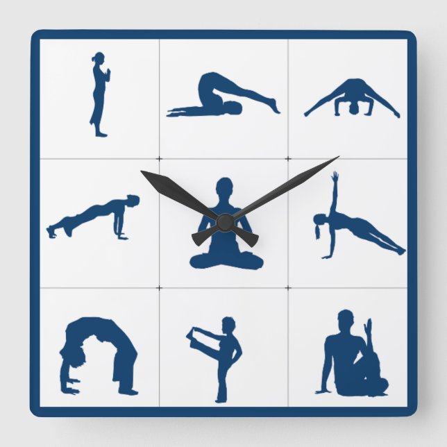 Horloge Carrée Postes de méditation Zen Yoga (Recto)