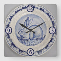 Poterie lapin bleu et blanc Chine Dedham Art