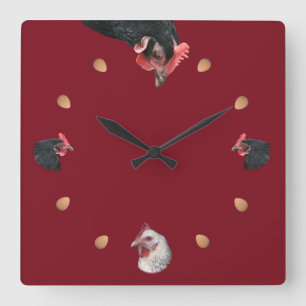 Horloge Carrée Poulet et oeuf