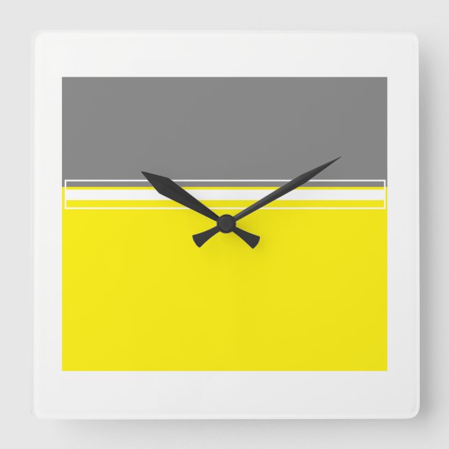Horloge Carrée Power of yellow and grey square Wall Clock (Recto)