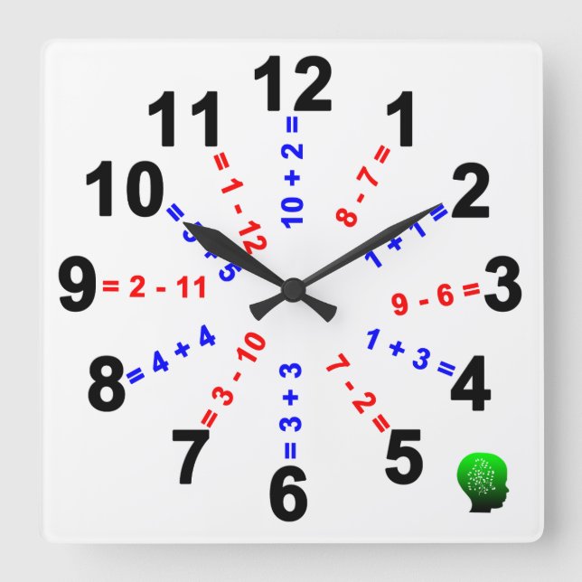 Horloge Carrée pré-maternelle et maternelle Math Clock-square (Recto)