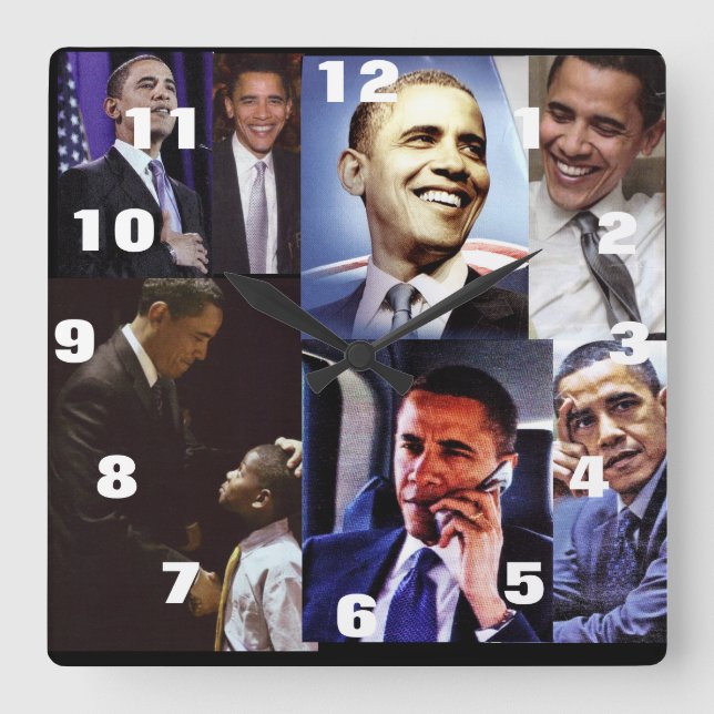 HORLOGE CARRÉE PRÉSIDENT AMÉRICAIN BARACK OBAMA (Recto)