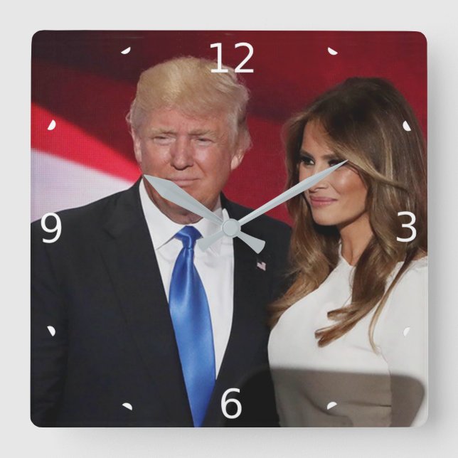 HORLOGE CARRÉE PRESIDENT DONALD TRUMP ET MELANIA (Recto)