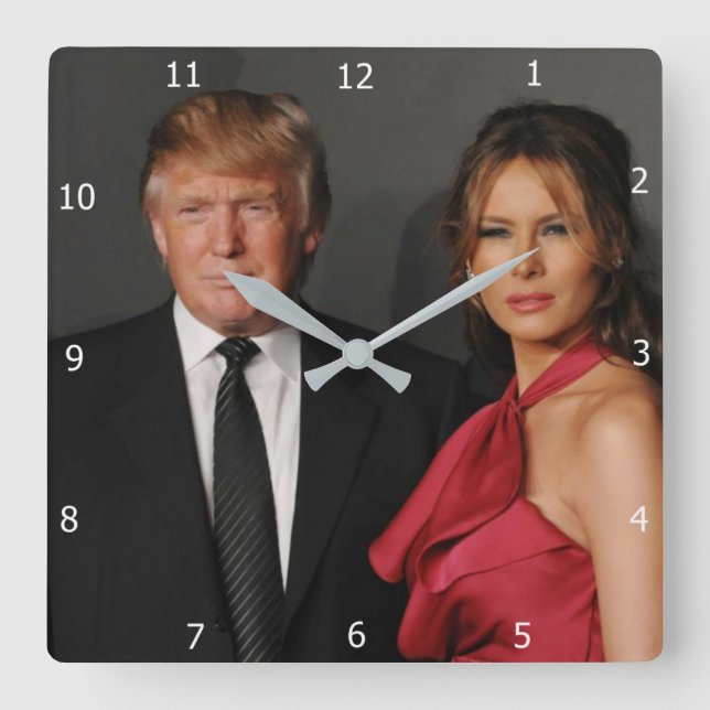 HORLOGE CARRÉE PRÉSIDENT DONALD TRUMP ET MELANIA (Recto)