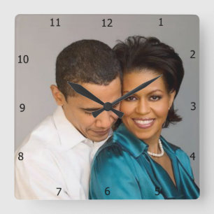 HORLOGE CARRÉE PRÉSIDENT ET MME. OBAMA