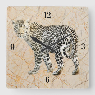Horloge Carrée Pretty Leopard Wall Clock