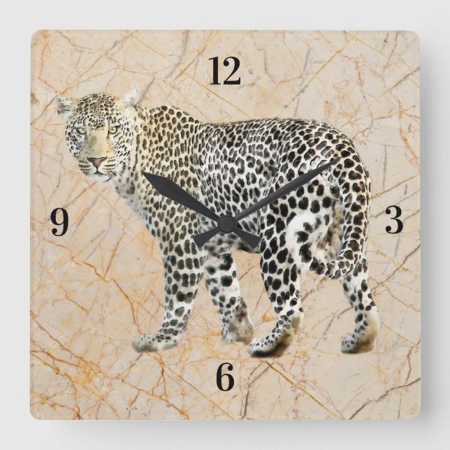 Horloge Carrée Pretty Leopard Wall Clock (Recto)