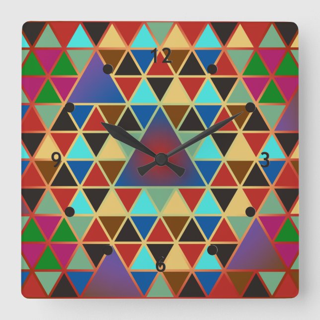 Horloge Carrée Pretty triangle pattern III + your ideas (Recto)