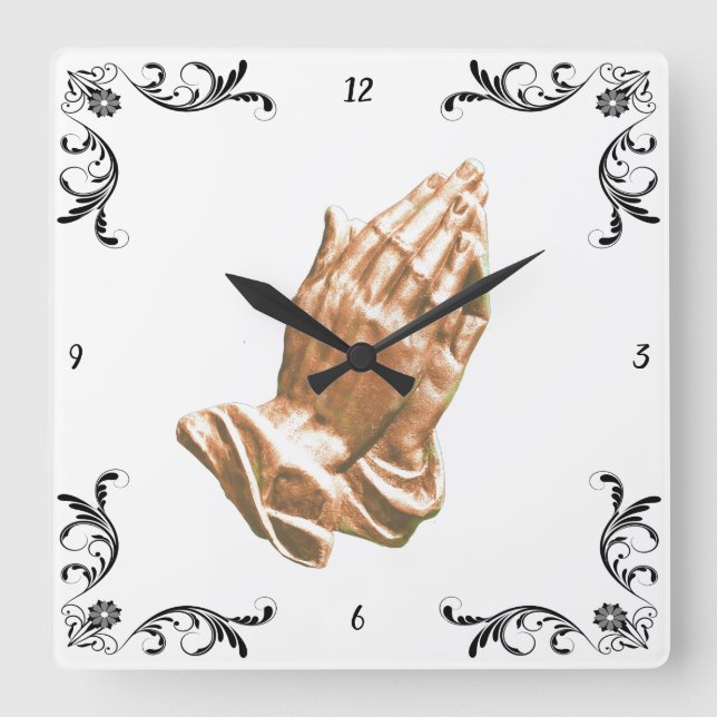 HORLOGE CARRÉE PRIER LES MAINS (Recto)