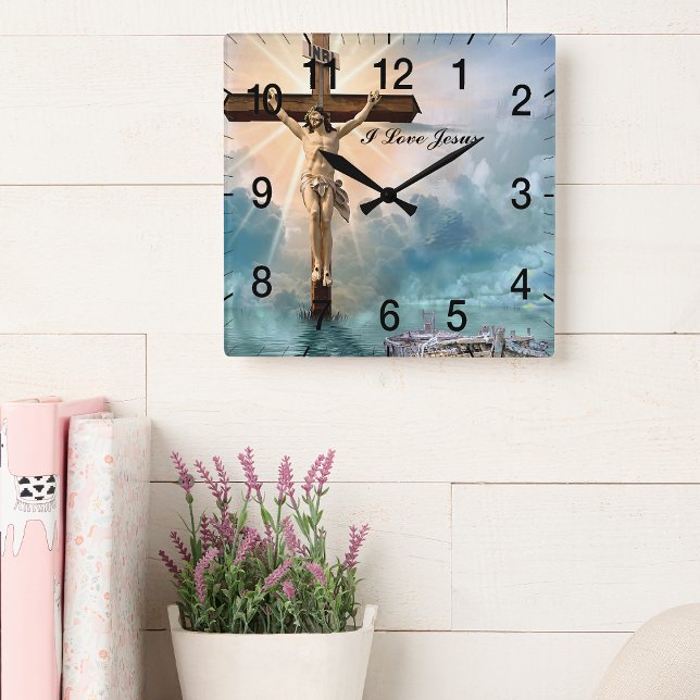 Horloge Carrée Prière Christian Jésus (Créateur téléchargé)