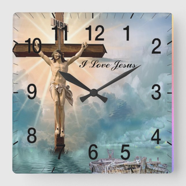Horloge Carrée Prière Christian Jésus (Recto)