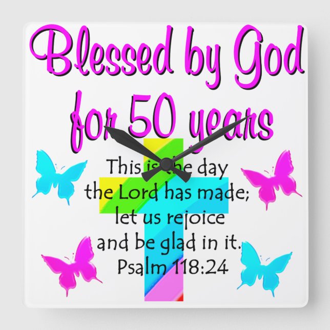 HORLOGE CARRÉE PRIÈRE DE 50 ANS (Recto)