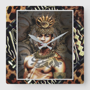 Horloge Carrée Prince tribal africain