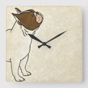 Horloge Carrée Profil de bouledogue français recherchant