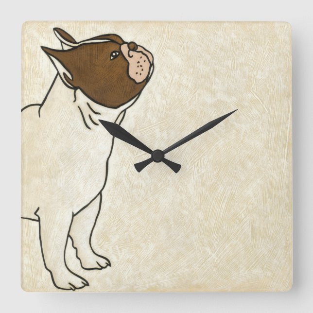 Horloge Carrée Profil de French Bulldog En tête (Recto)