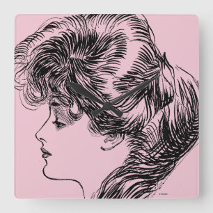 Horloge Carrée Profil d'une fille de Gibson, 1903