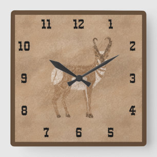 Horloge Carrée Pronghorn Antelope du sud-ouest
