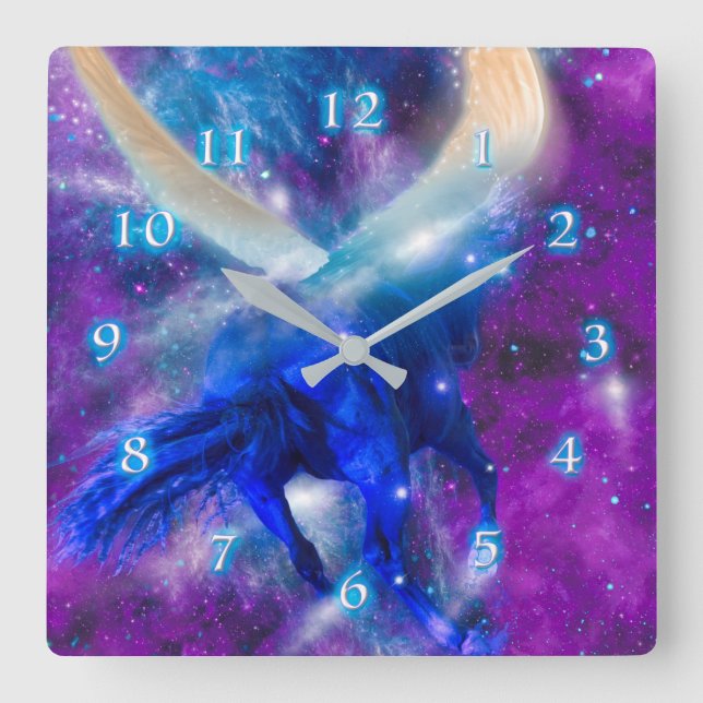 HORLOGE CARRÉE PROPHÉTIE DE CHEVAL BLEU (Recto)