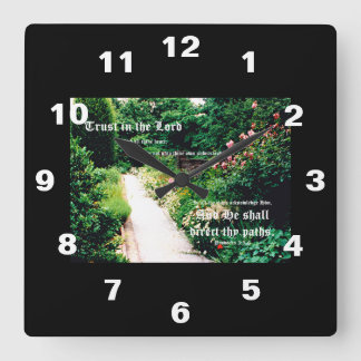 Horloge Carrée Proverbes Garden Path 3:5to6