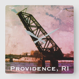 Horloge Carrée Providence, RI 'Stuck-Up Bridge'