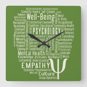 Horloge Carrée PSYCHOLOGUE Word Cloud custom color wall clock