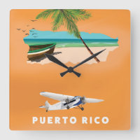 Puerto Rico illustrated map travel poster.