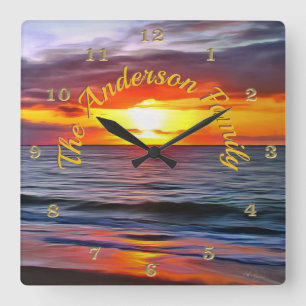Horloge Carrée Puerto Sunset 1739