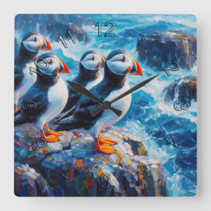 Horloge Carrée Puffins