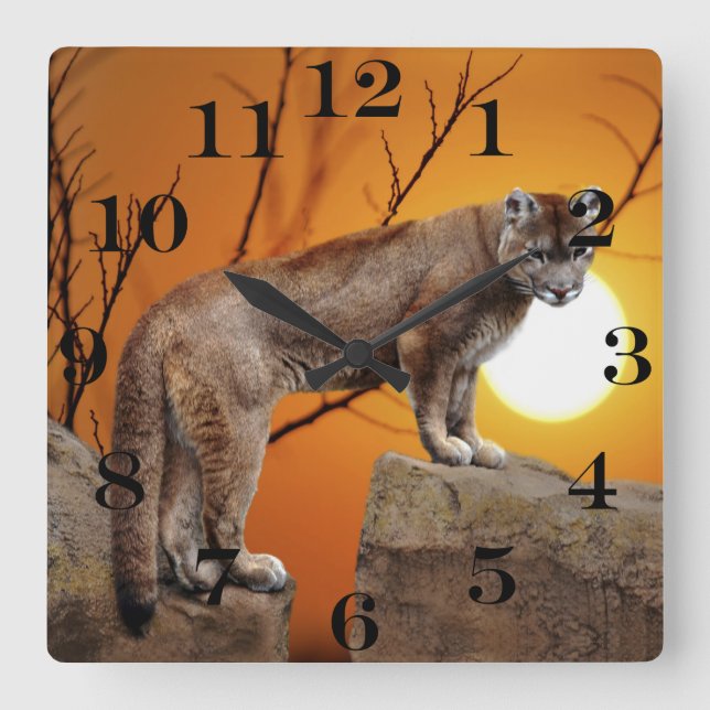 Horloge Carrée Puma au coucher du soleil (Recto)
