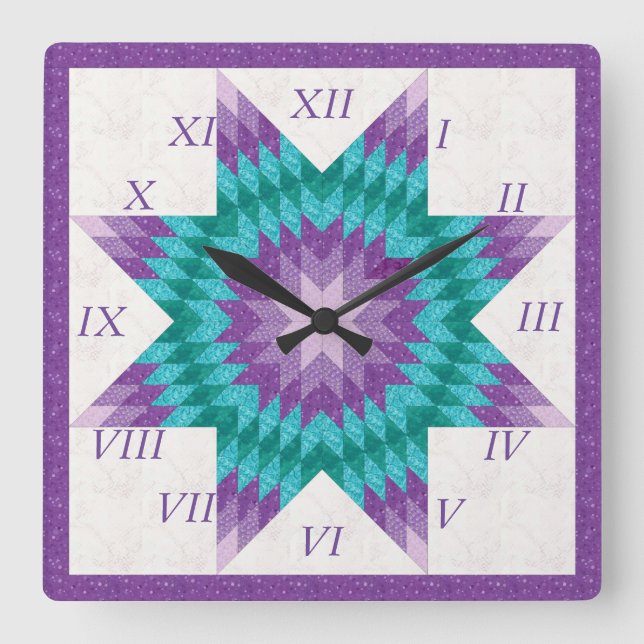 Horloge Carrée Purple and Teal Lone Star Quilt (Recto)