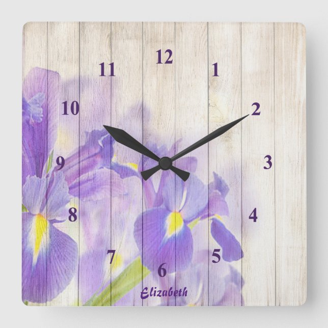 Horloge Carrée Purple Floral (Recto)