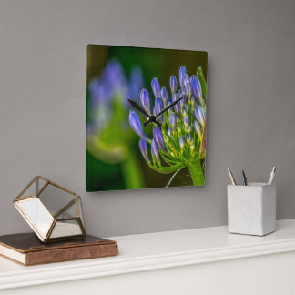 Horloge Carrée Purple Flower Wall Clock