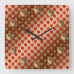 Horloge Carrée Puzzle Bélier & Rat de Terre