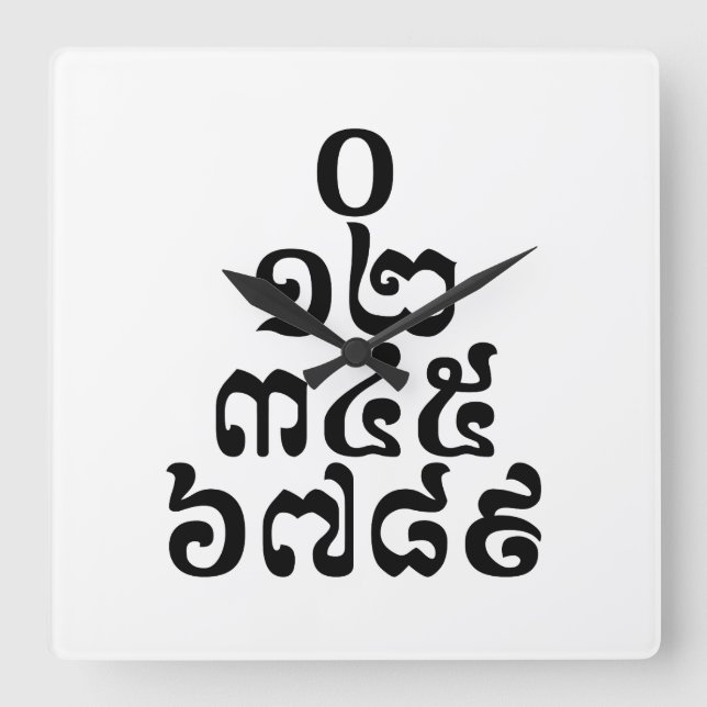 Horloge Carrée Pyramide des nombres cambodgiens - 0 12 345 6789 K (Recto)