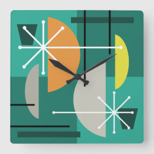 Horloge Carrée Quadrants géométriques Art Abstrait
