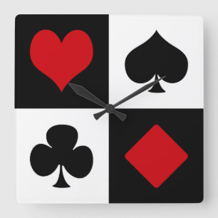 Horloge Carrée Quatre couleurs de cartes