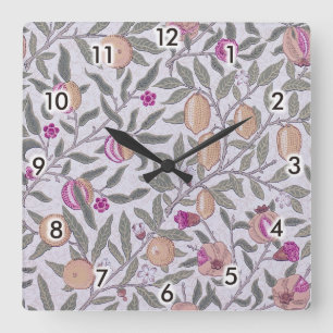 Horloge Carrée Quatre fruits, William Morris