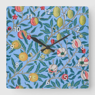 Horloge Carrée Quatre fruits, William Morris