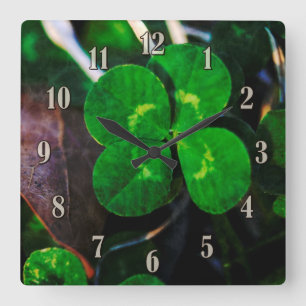 Horloge Carrée Quatre Leaf Clover Lucky