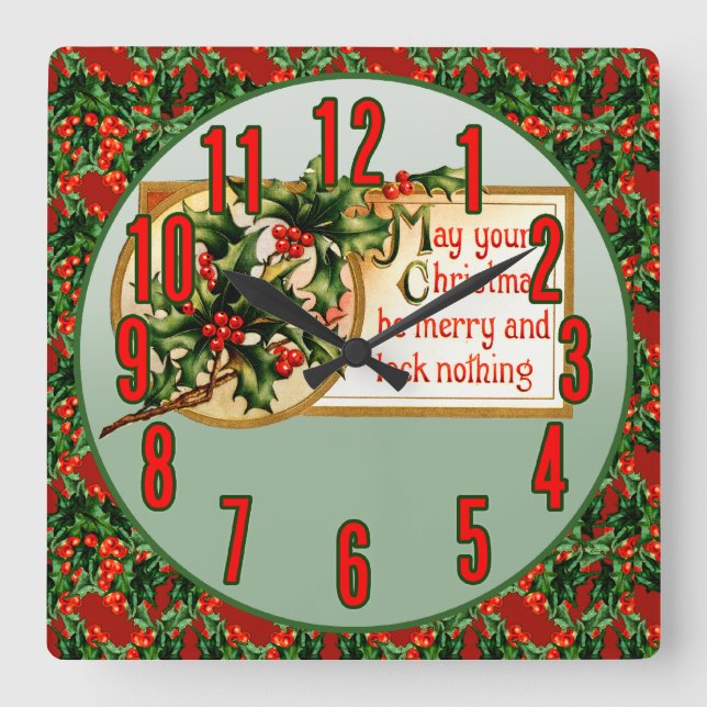 Horloge Carrée Que votre Noël soit joyeux et manque de rien Horlo (Recto)