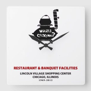 Horloge Carrée Quoi de Cuisine, Lincoln Village Centre, Chigago