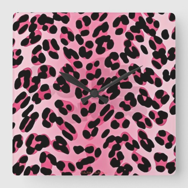 Horloge Carrée RAB Rockabilly Pink Cheetah Imprimer (Recto)