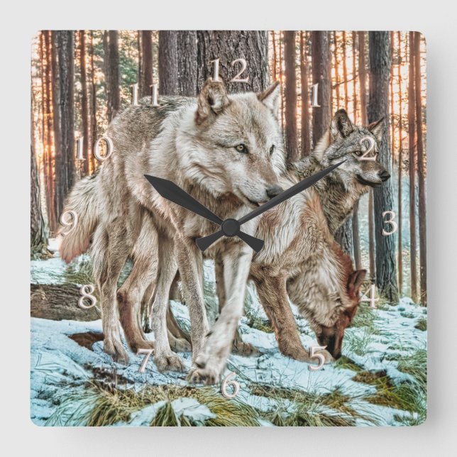 HORLOGE CARRÉE RAIDERS D'ÉPOQUE WOLF PACK (Recto)