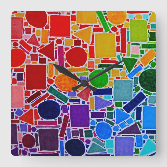 Horloge Carrée Rainbow Colour Chart Wheel moderne abstract (Recto)